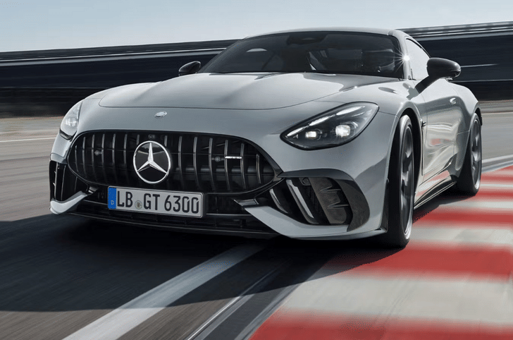 The AMG GT 63 Pro stands out with a more aggressive bumper and distinct wheels.