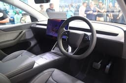 Tesla Model Y Only physical controls are found on the steering wheel; no instrument cluster. Tesla Model Y Only physical controls are found on the steering wheel; no instrument cluster.