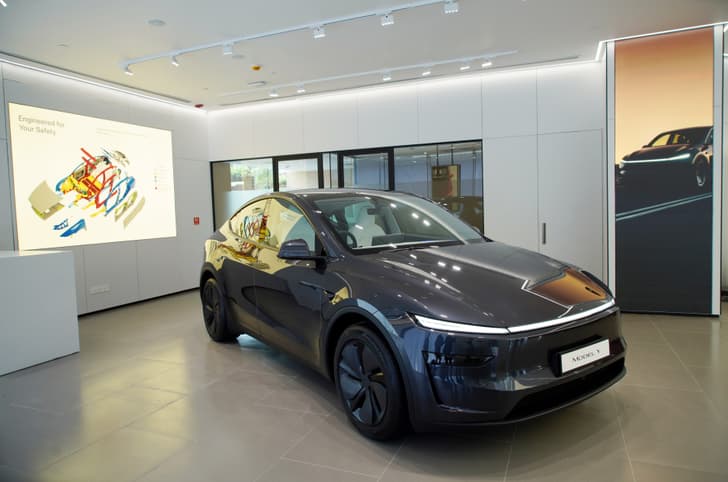 Tesla showroom India with Model Y