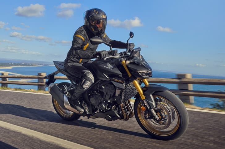 Honda CB1000 Hornet SP front side riding shot on highway