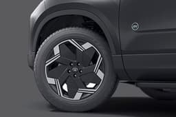 Tata Harrier EV 19-inch wheels get a piano black finish with aero inserts. 