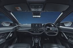 Tata Harrier Ev The interior also gets an all-black finish with gloss black inserts on the dashboard. Tata Harrier Ev The interior also gets an all-black finish with gloss black inserts on the dashboard.
