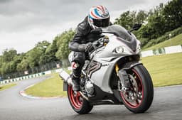 Norton V4SV front right riding shot on track