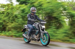 Yamaha FZ-S Fi Hybrid front right tracking shot