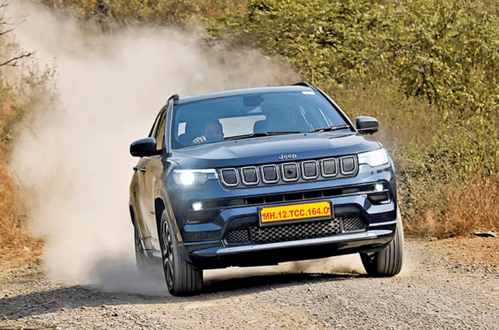 Jeep Compass is climbing up the hill
