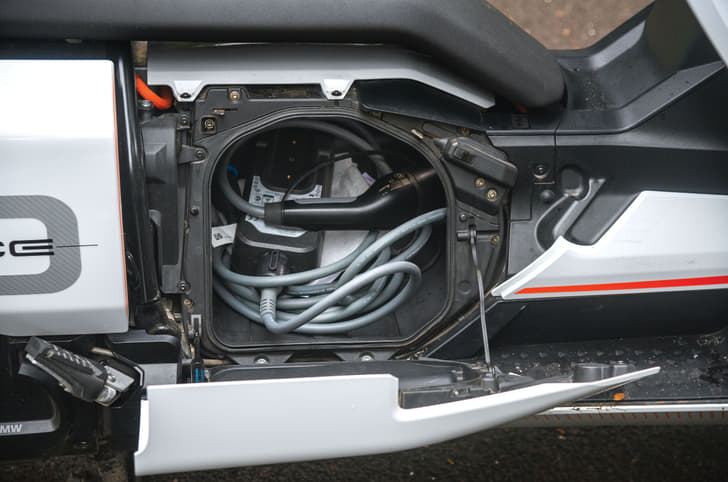 BMW CE 04 charging compartment and storage