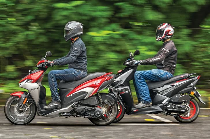 Hero Xoom 125 and TVS Ntorq 125 riding shot