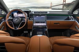 Mercedes-Maybach S 680 Emerald Isle Edition centre console in Piano Black with silver detailing.