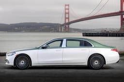 Side profile of Mercedes-Maybach S 680 Emerald Isle Edition showing long limousine body and chrome trim
