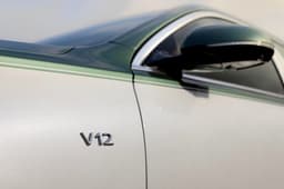 Close-up of V12 badge on Mercedes-Maybach S 680 Emerald Isle Edition.