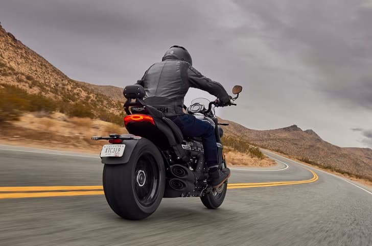 Triumph Rocket 3 rear riding shot