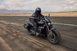 Triumph Rocket 3 right front three quarter riding shot
