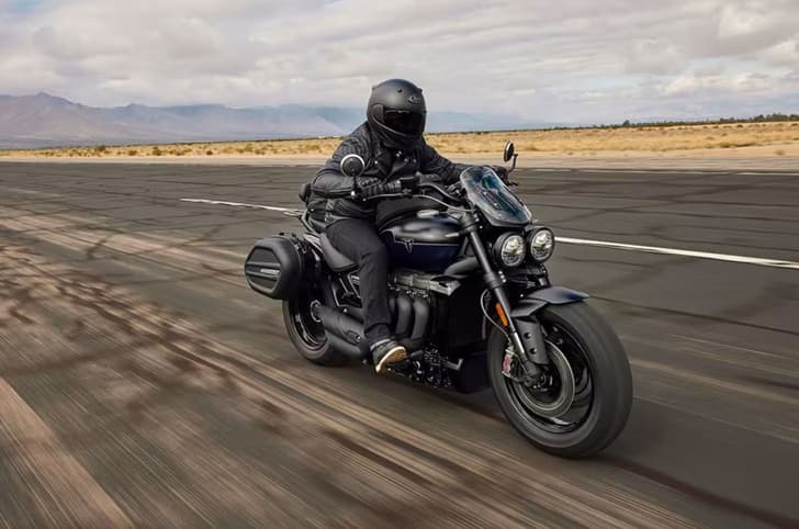Triumph Rocket 3 right front three quarter riding shot