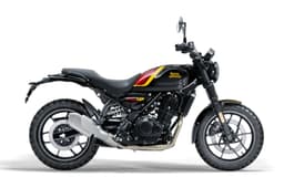Royal Enfield Guerrilla 450 black with red and yellow stripe