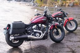 Indian Super Scout parked next to Scout Classic in field