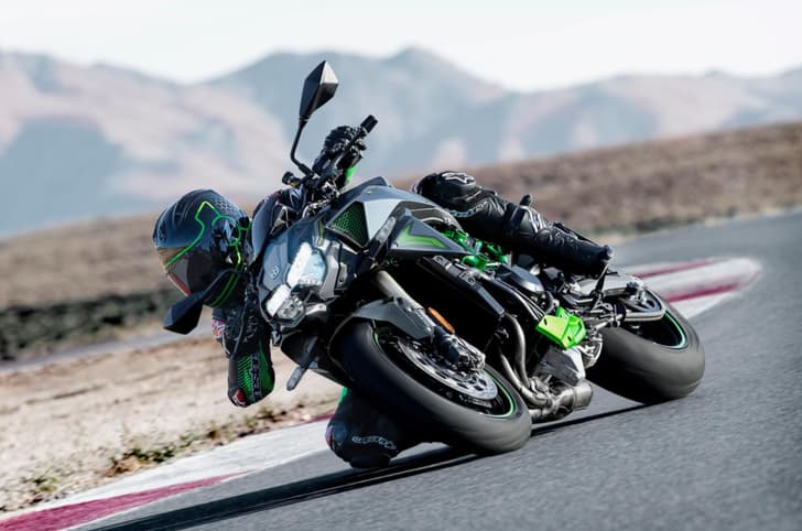 The Kawasaki Z H2 cornering shot