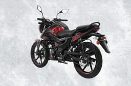 Rear image of TVS Raider 125 Super Squad Edition in Deadpool-inspired black and red colour scheme