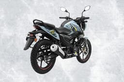 Rear profile of TVS Raider 125 Super Squad Edition in Wolverine-inspired blue and yellow colour scheme