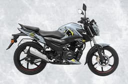 Side profile of TVS Raider 125 Super Squad Edition in Wolverine-inspired blue and yellow colour scheme