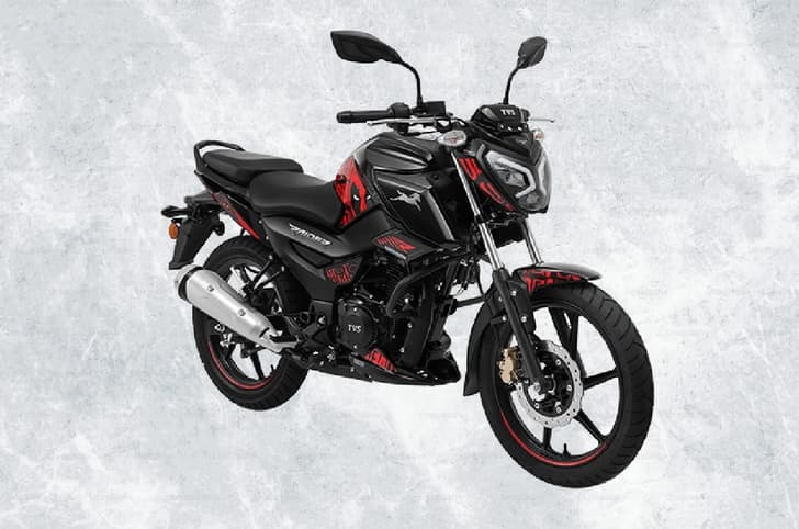 TVS Raider 125 Super Squad Edition in Deadpool-inspired black and red colour scheme