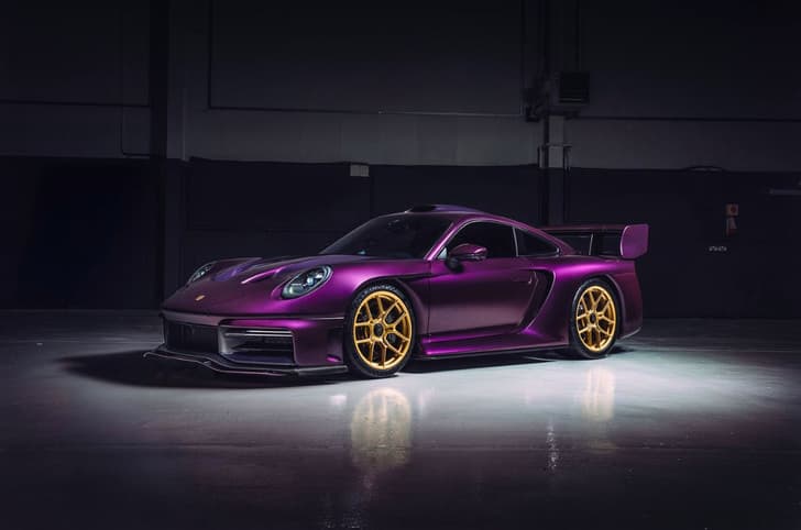 RML GT Hypercar in purple, front left in a studio