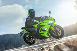 Kawasaki Ninja 650 Lime Green Colour riding shot on road