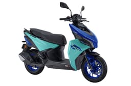 TVS Ntorq 150 blue front right static in studio