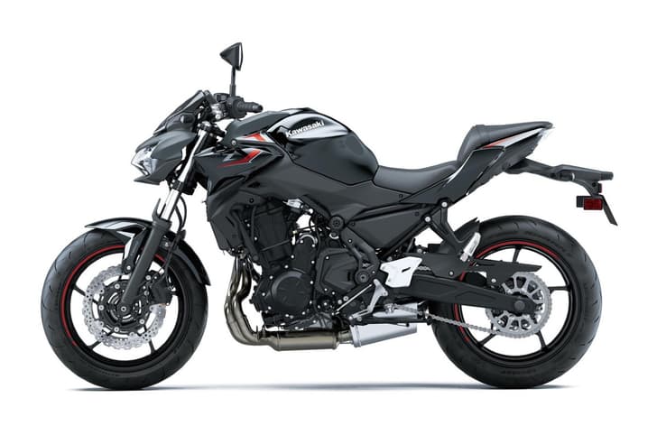 Kawasaki Z650 left side profile static in studio
