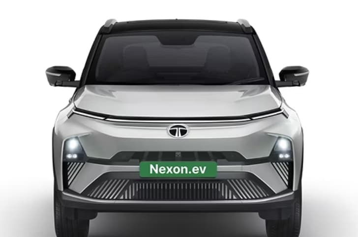 Tata Nexon EV front head on with headlights and DRLs