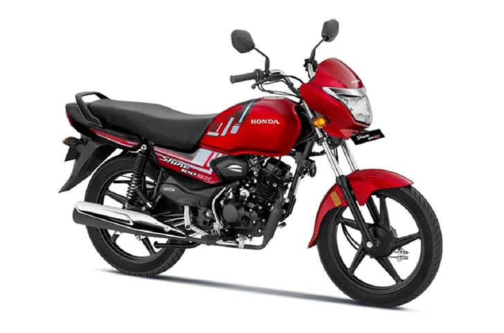 Honda Shine 100 DX red front right side static in studio