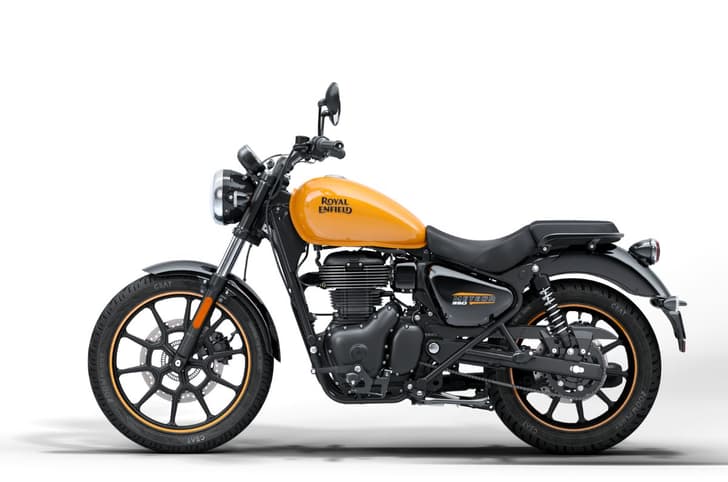 Royal Enfield Meteor 350 ORange side shot