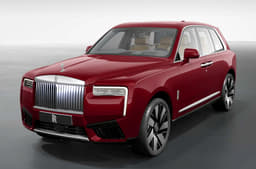 Rolls Royce Cullinan exterior front right in Scala Red colour