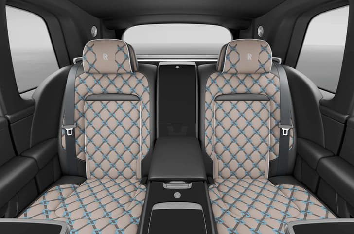 Rolls Royce Cullinan interior back seat with Duality Twill upholstery