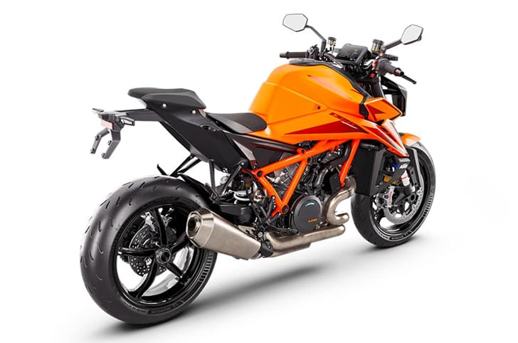 KTM 1390 Suoer Duke R rear three quarter shot