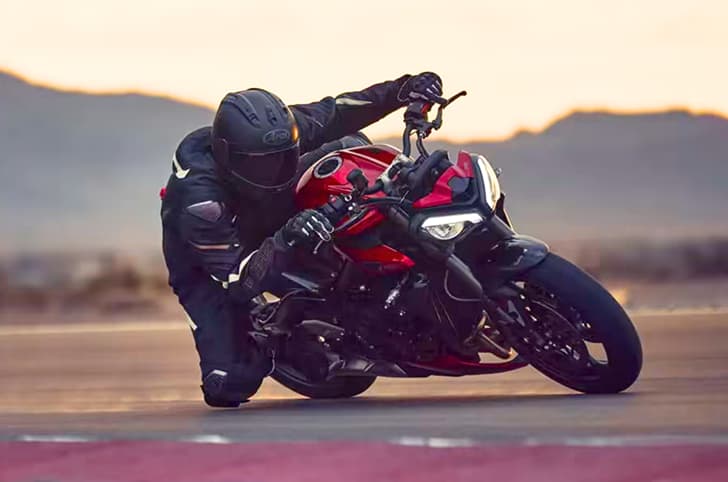 Triumph Street Triple RS right cornering shot