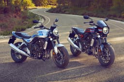 Honda CB1000F grey and black colour bikes side by side on road