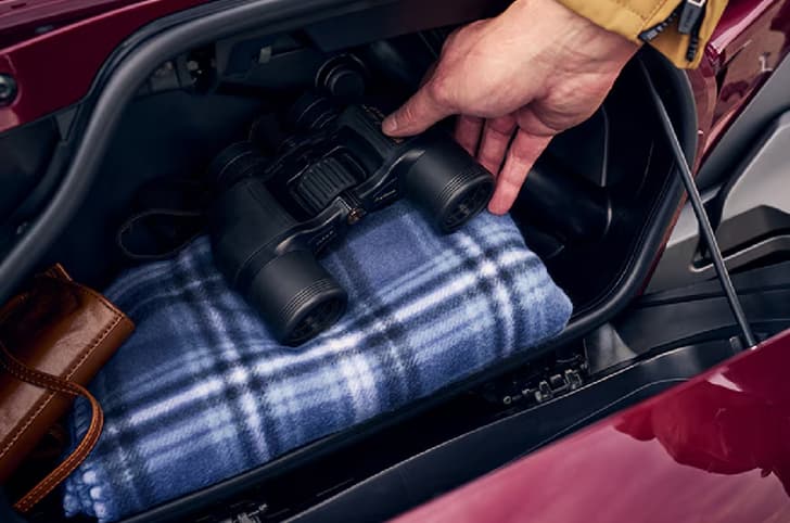 Binoculars being kept in Honda Gold Wing Tour saddlebag