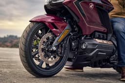 Honda Gold Wing Tour front showcasing wheel and suspension