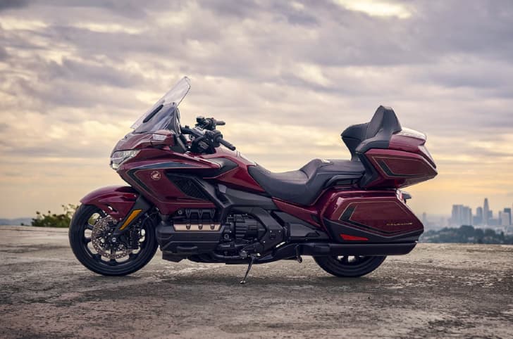 Honda Gold Wing Tour parked against sky background