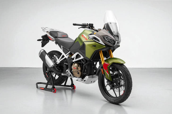 TVS Apache RTX front three quarter