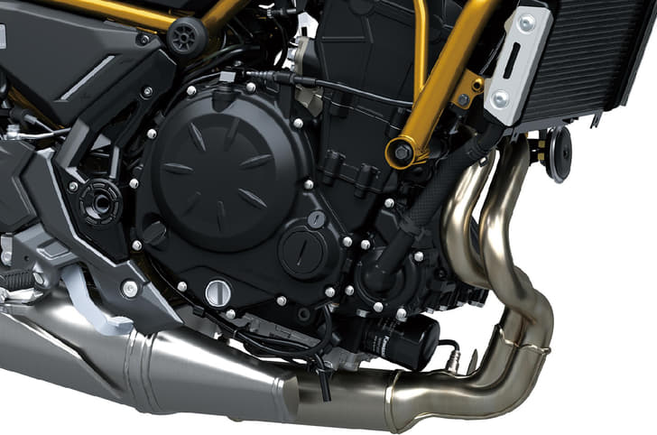 Uses the 649cc parallel-twin engine from the standard Z650.
