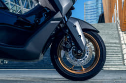 The scooters gets 13-inch wheels with 230mm disc brakes at both ends. 
