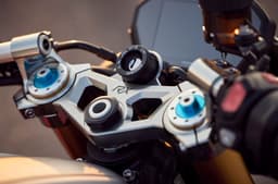 Triumph Street Triple RX clip-on handlebar shot.