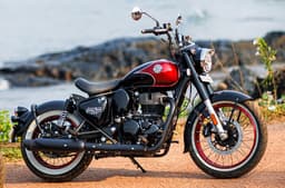Royal Enfield Goan Classic 350 front right static on the beach