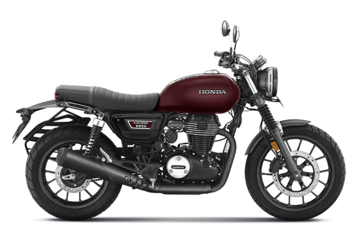 Honda CB350RS red right side profile studio shot