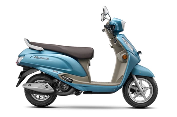 Suzuki Access sky blue right side profile static in studio