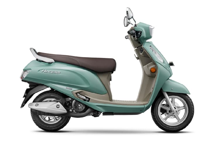 Suzuki Access green right side profile static in studio