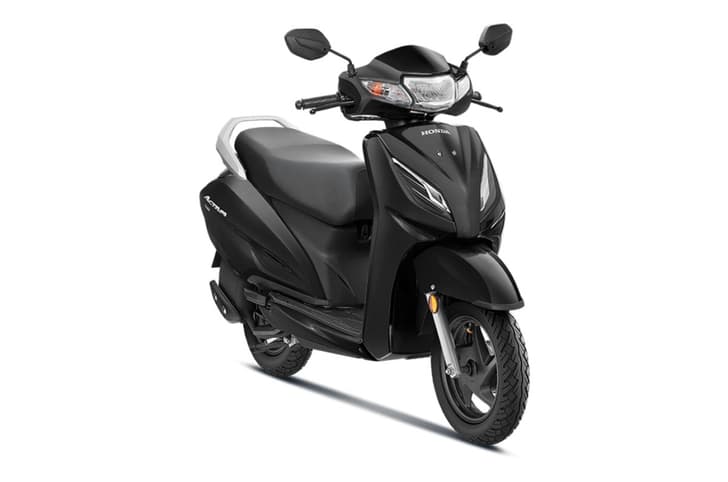 Honda Activa black colour front right side static in studio