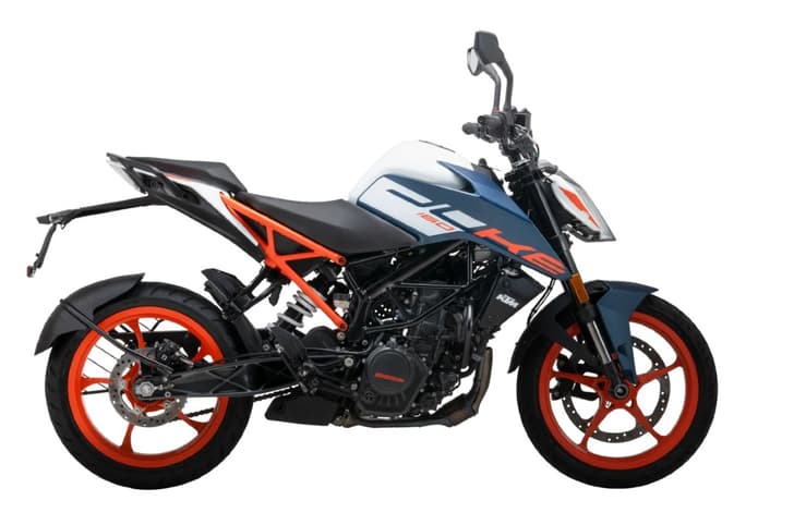 KTM 160 Duke white colour right side profile static in studio