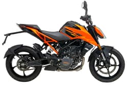 KTM 160 Duke orange colour right side profile static in studio